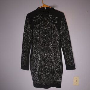 NEW with tag rock n roll studded mini dress Missord mock neck long sleeve Large